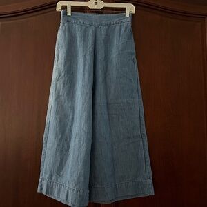 Madewell Chambray Huston Pull On Cropped Pants